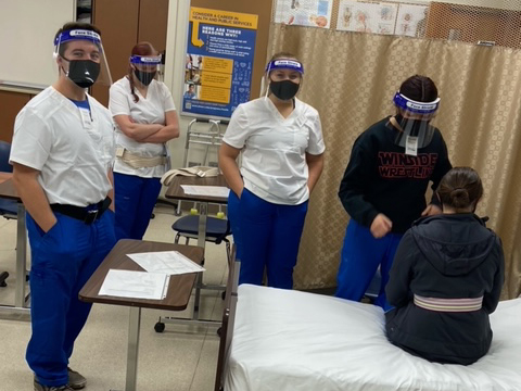 Nursing students in lab